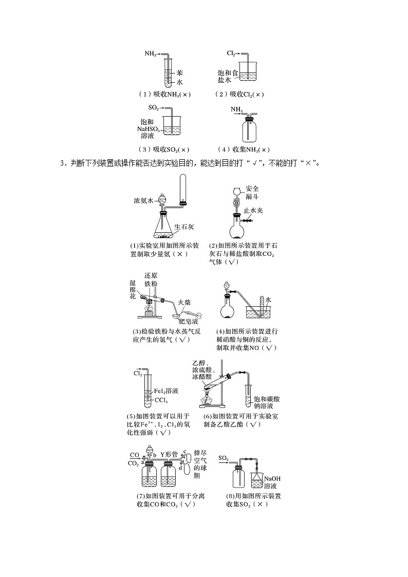 大单元二 第六章 热点强化12 化学装置图的正误判断-2025高考化学一轮复习（课件+讲义+练习）02