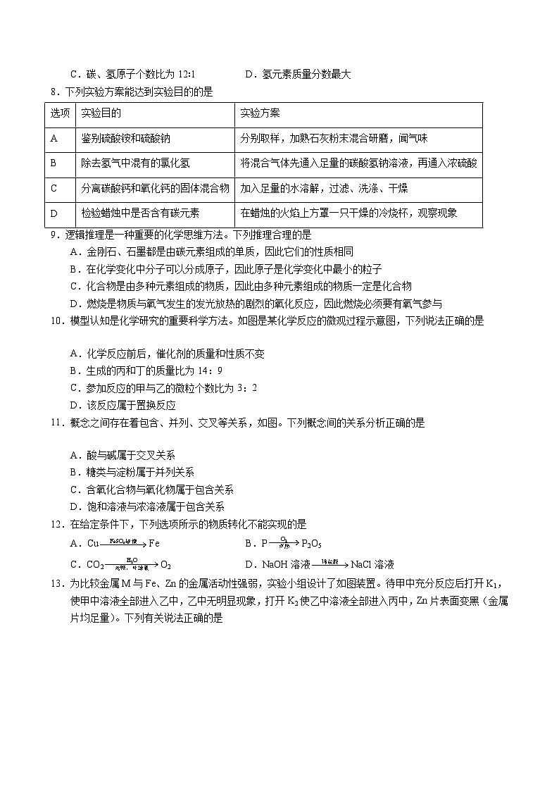 【开学考】2024年秋季高一上学期入学分班考试模拟卷化学（盐城专用）（范围：初中复习）02