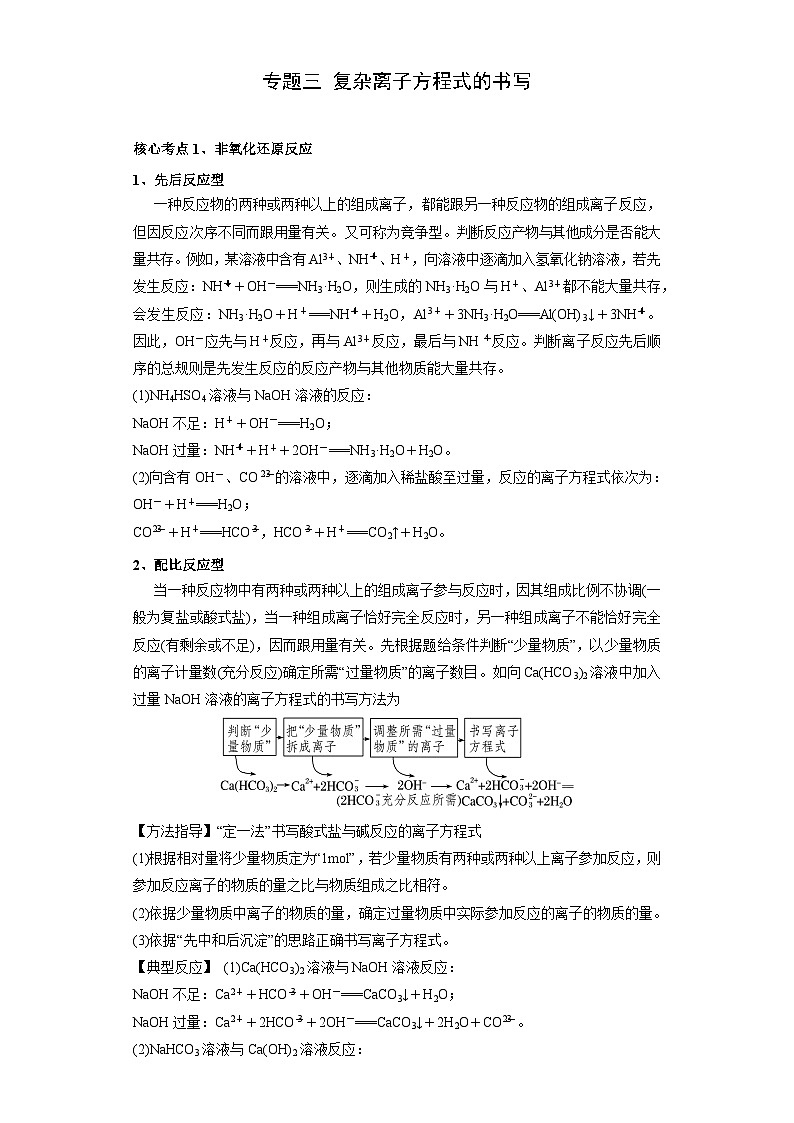 高考化学二轮复习核心考点逐项突破专题三复杂离子方程式的书写(原卷版+解析)01