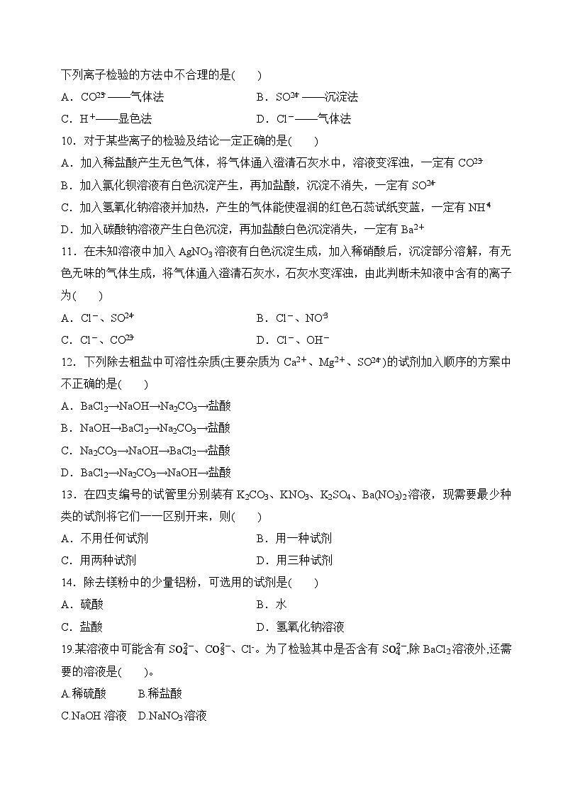 【苏教版】化学必修一  2.1.2物质的检验、物质性质和变化的探究（课件+分层练习+视频）03