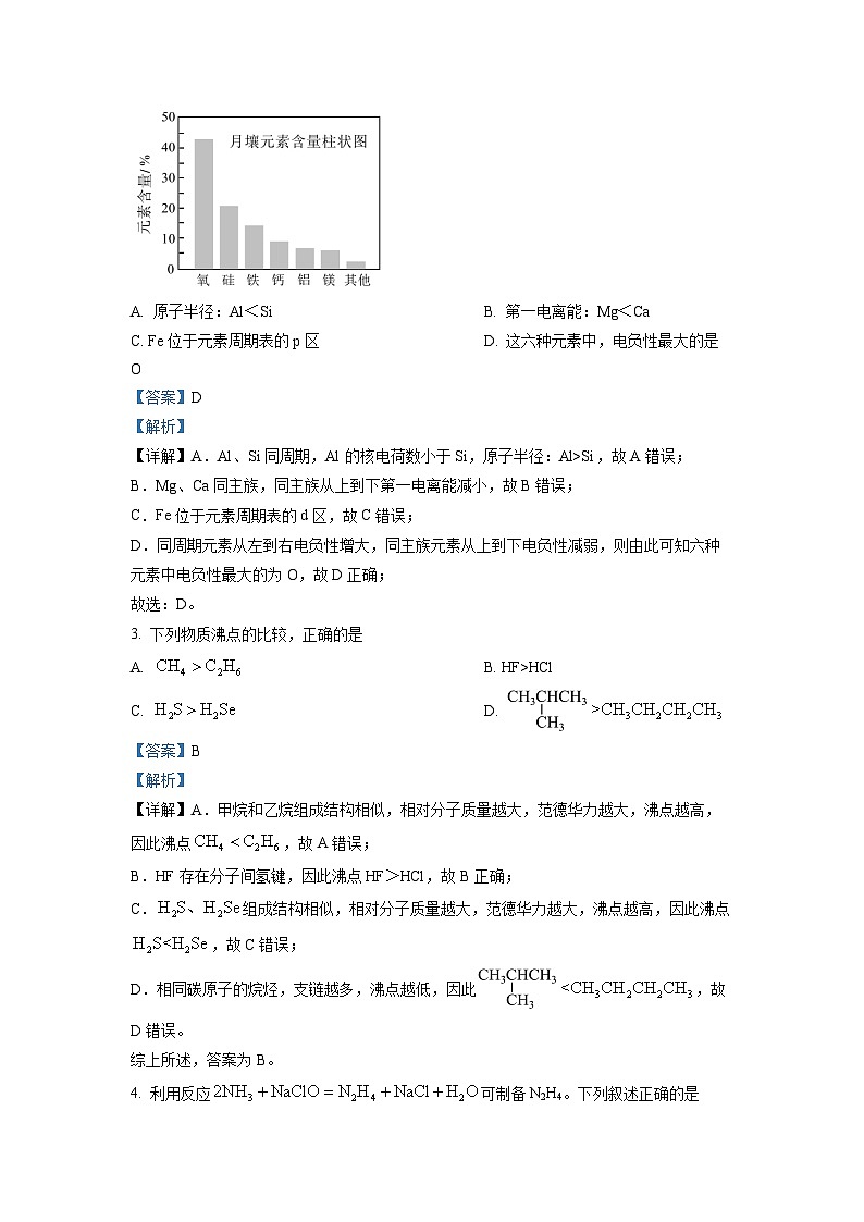 2022年天津高考 化学试题（解析版）02