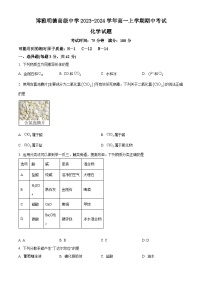 四川省德阳市博雅明德高级中学2023-2024学年高一上学期期中考试化学试题（含答案）