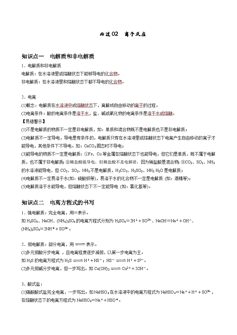 专题2 离子反应-高中化学学业水平考试学考复习专题（广东专用）01