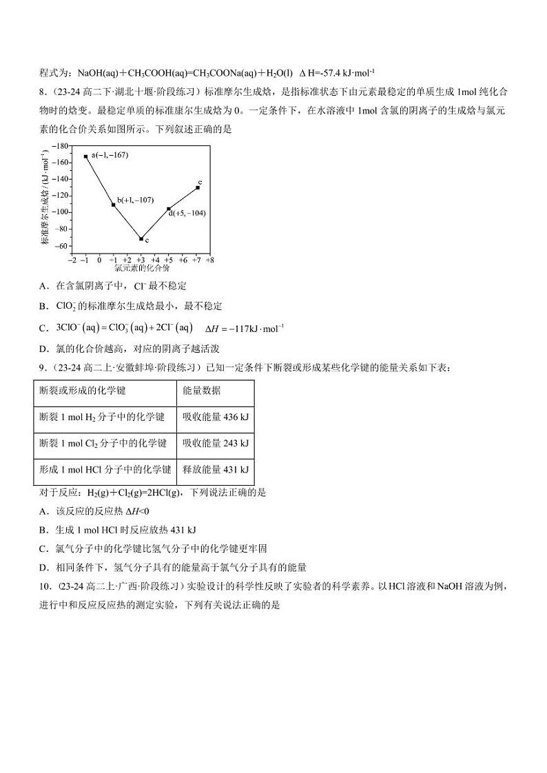 第一章 化学反应的热效应（单元测试提升卷）（含答案） 2024-2025学年高二化学同步教学知识解读与分层特训（人教版2019选择性必修1）03