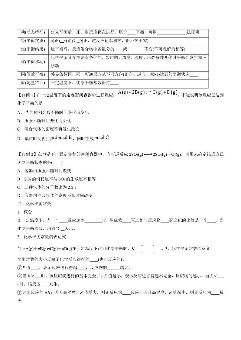 2.2.1 化学平衡状态 化学平衡常数（知识解读）（学生版） 2024-2025学年高二化学同步教学知识解读与分层特训（人教版2019选择性必修1）第2页