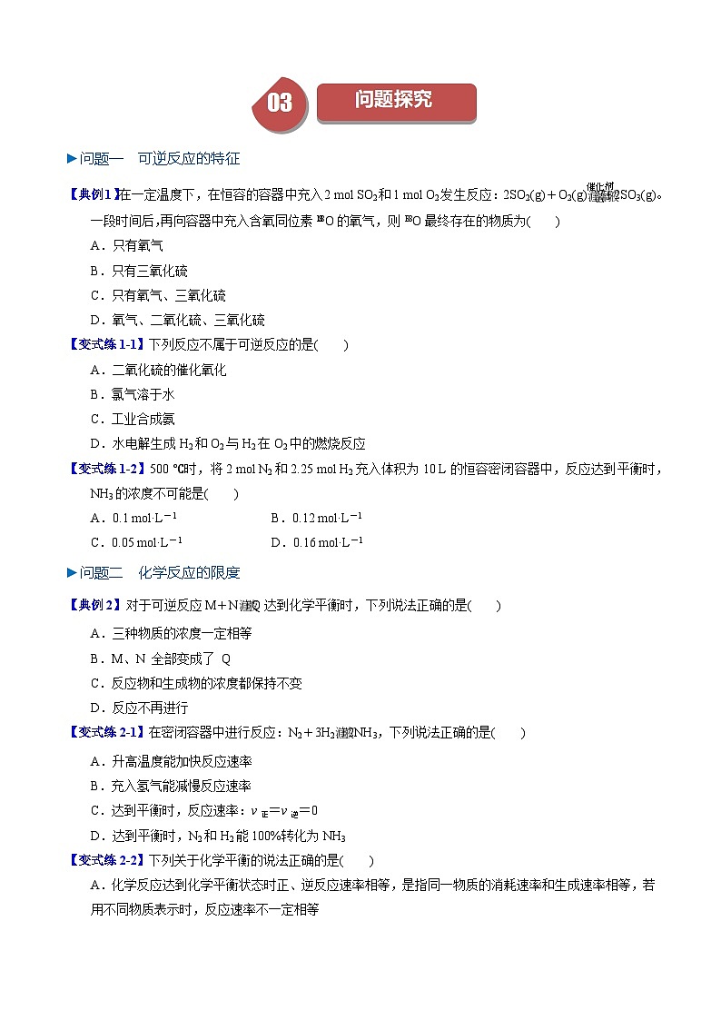 第11讲 6.4化学反应的限度 化学反应条件的控制（学生版）-2024年高中化学同步精品讲义（必修二）第3页