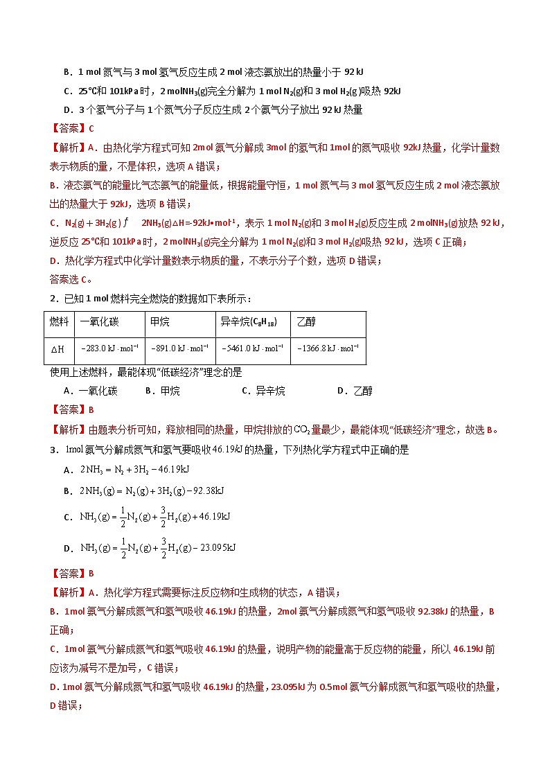 第02讲 1.2热化学方程式  燃烧热（教师版）-2024年高中化学同步精品讲义（选择性必修一）第2页