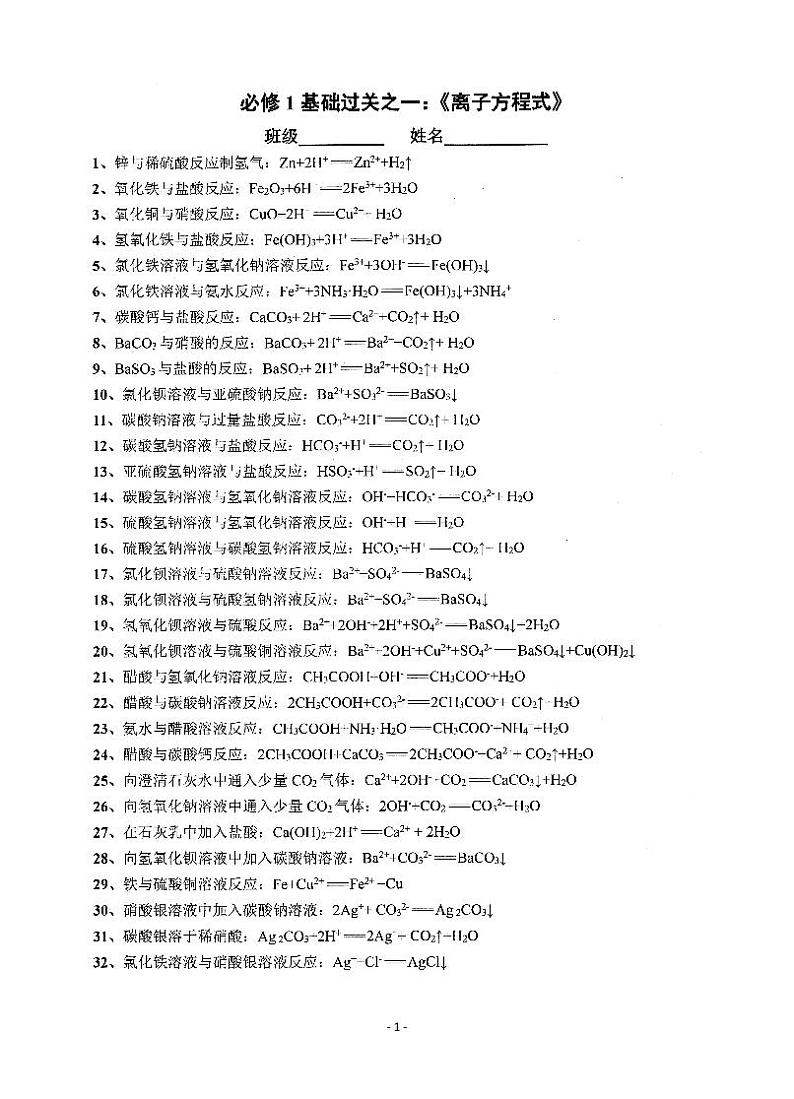 2025届高考化学一轮复习知识清单第2页