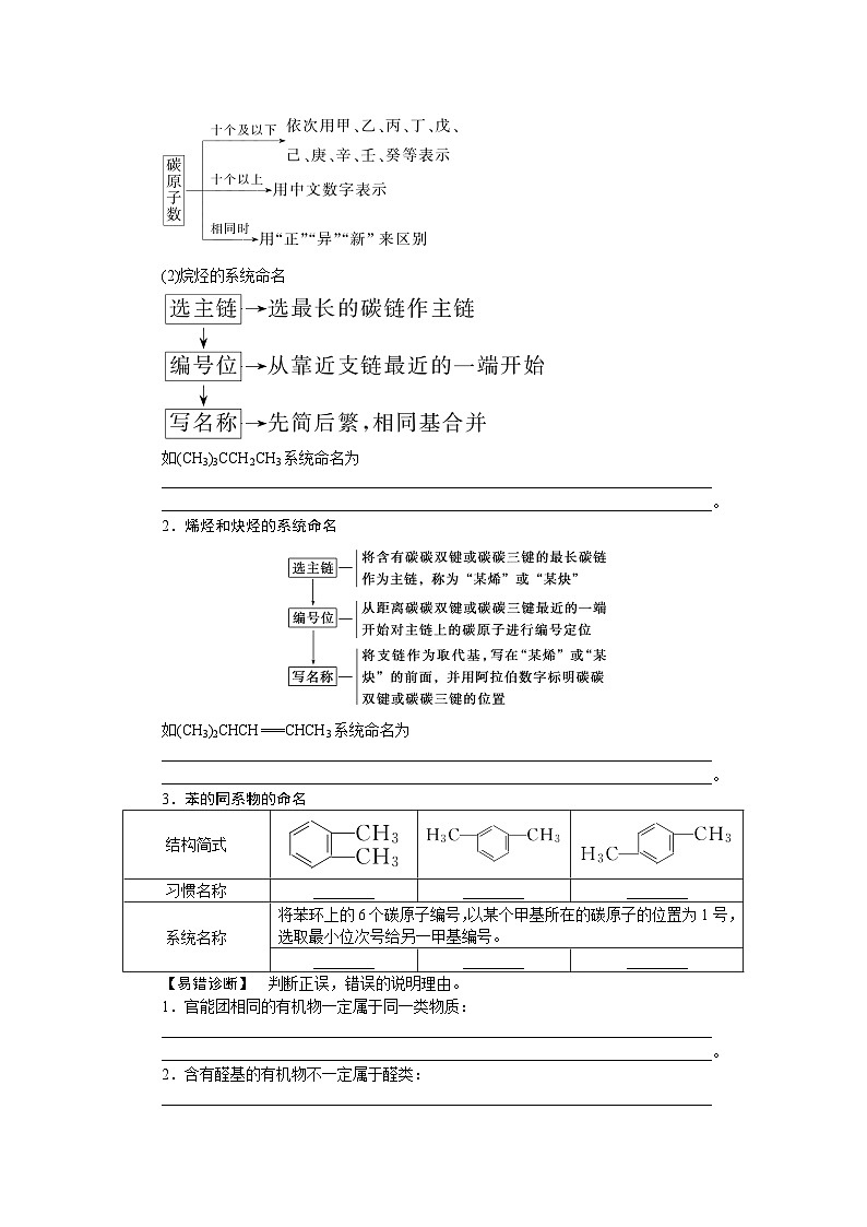 2025届高中化学全程复习学案全套57认识有机化合物02