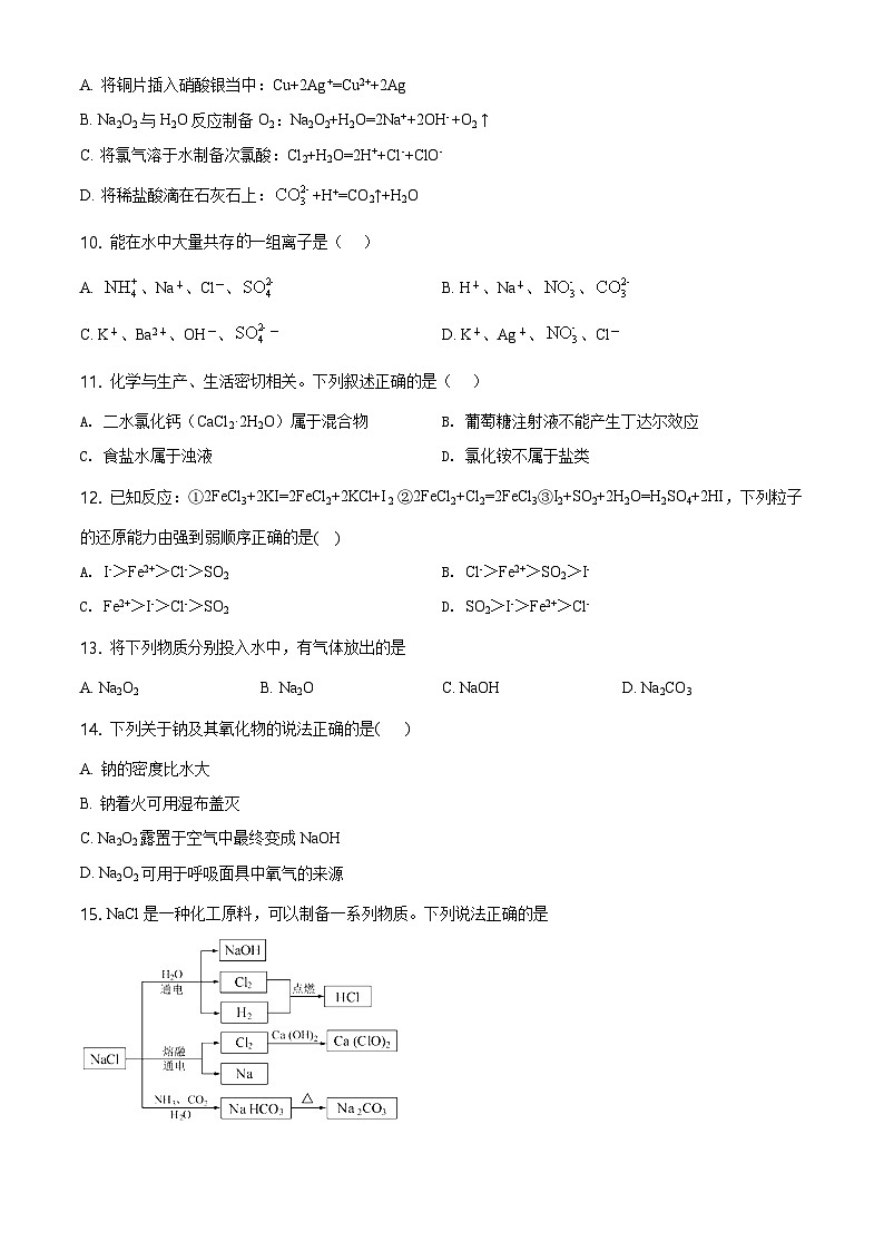 湖南师范大学附属五雅中学高一上学期期中考试化学试题03