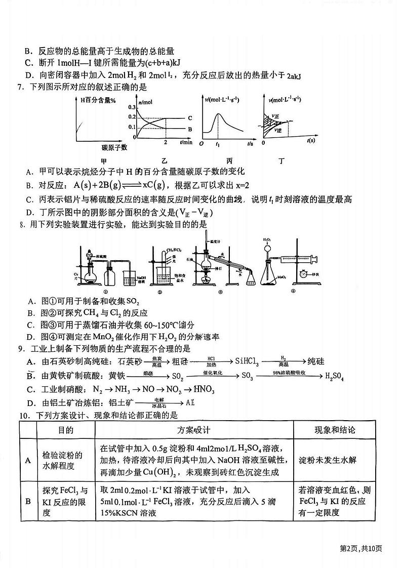 黑龙江省哈尔滨市第六中学校2022-2023学年高一下学期期末考试化学试题02