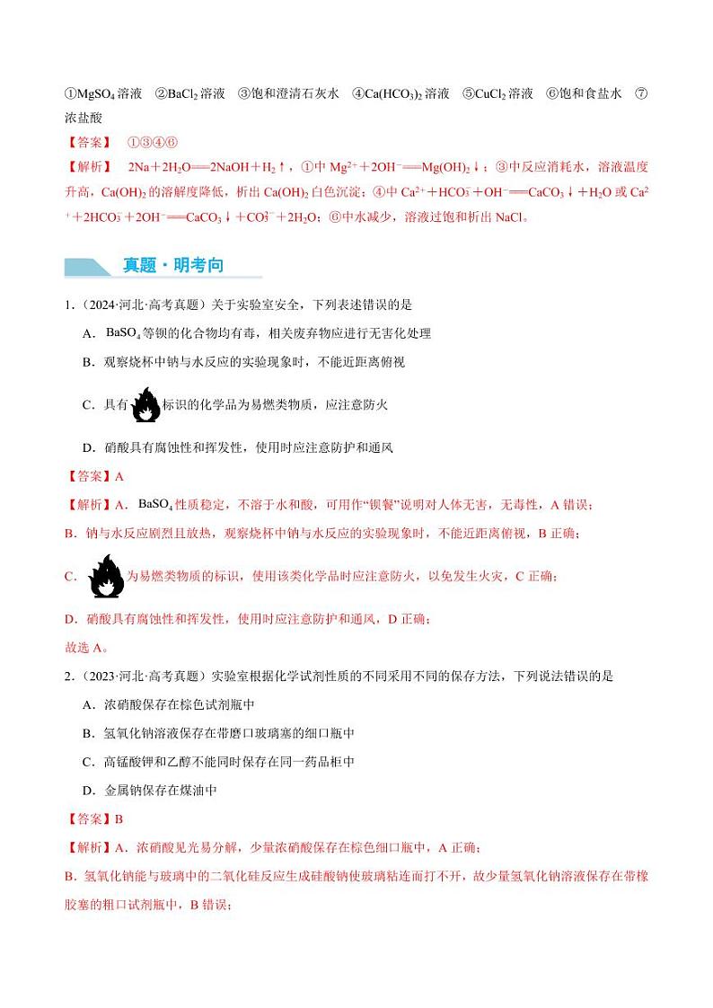 第09讲 钠及其氧化物-2025年高考化学大一轮复习卓越讲义（教师版）第3页