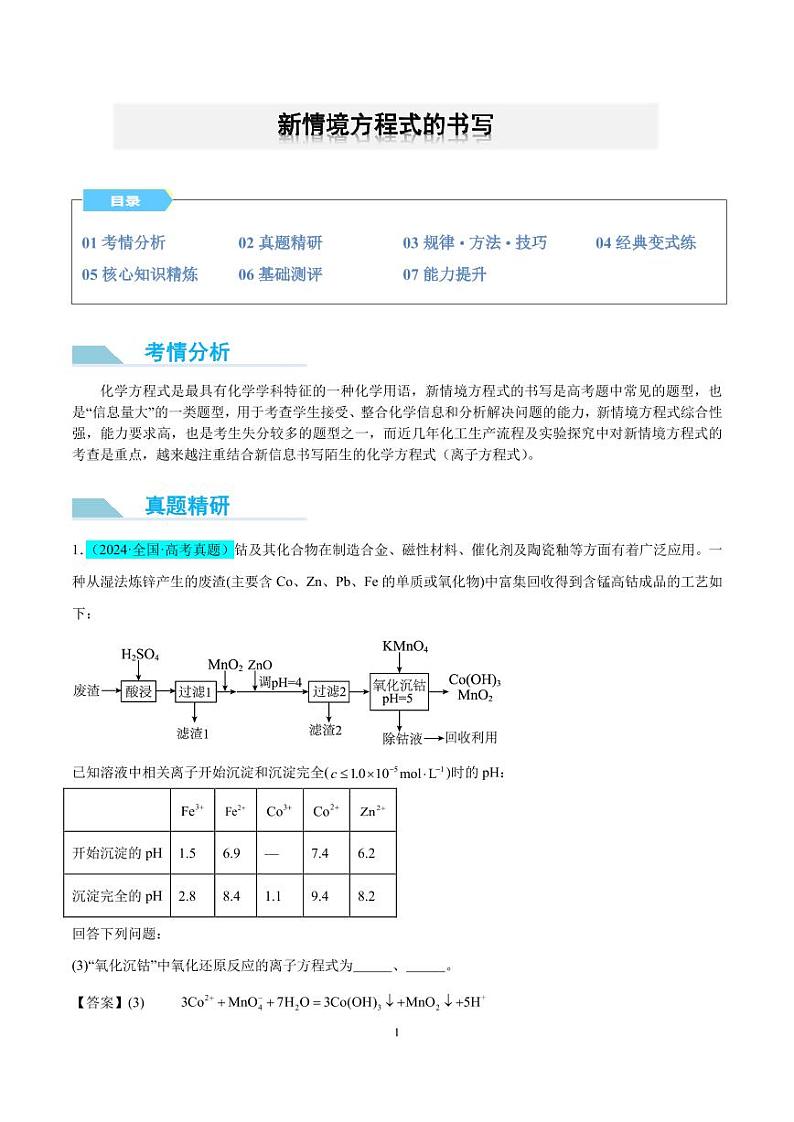 新情境方程式的书写（解析版）第1页