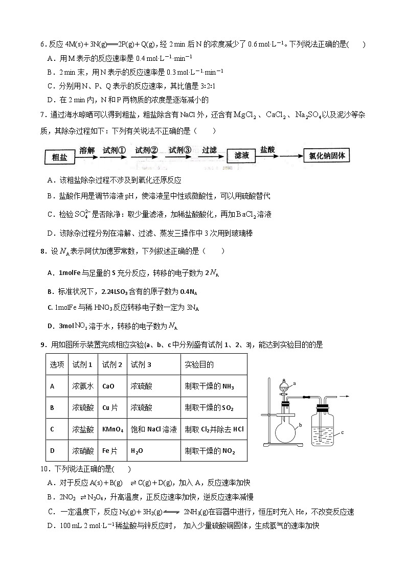 四川省自贡市旭川中学2023-2024学年高一下学期期中考试化学试题第2页