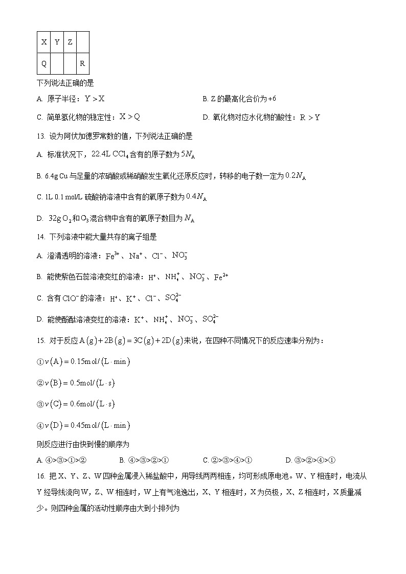 浙江省浙里特色联盟2023-2024学年高一下学期4月期中考试化学试题  Word版无答案第3页