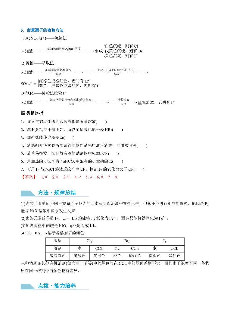 第18讲 卤族元素　溴、碘单质的提取-2025年高考化学大一轮复习卓越讲义（教师版）第2页