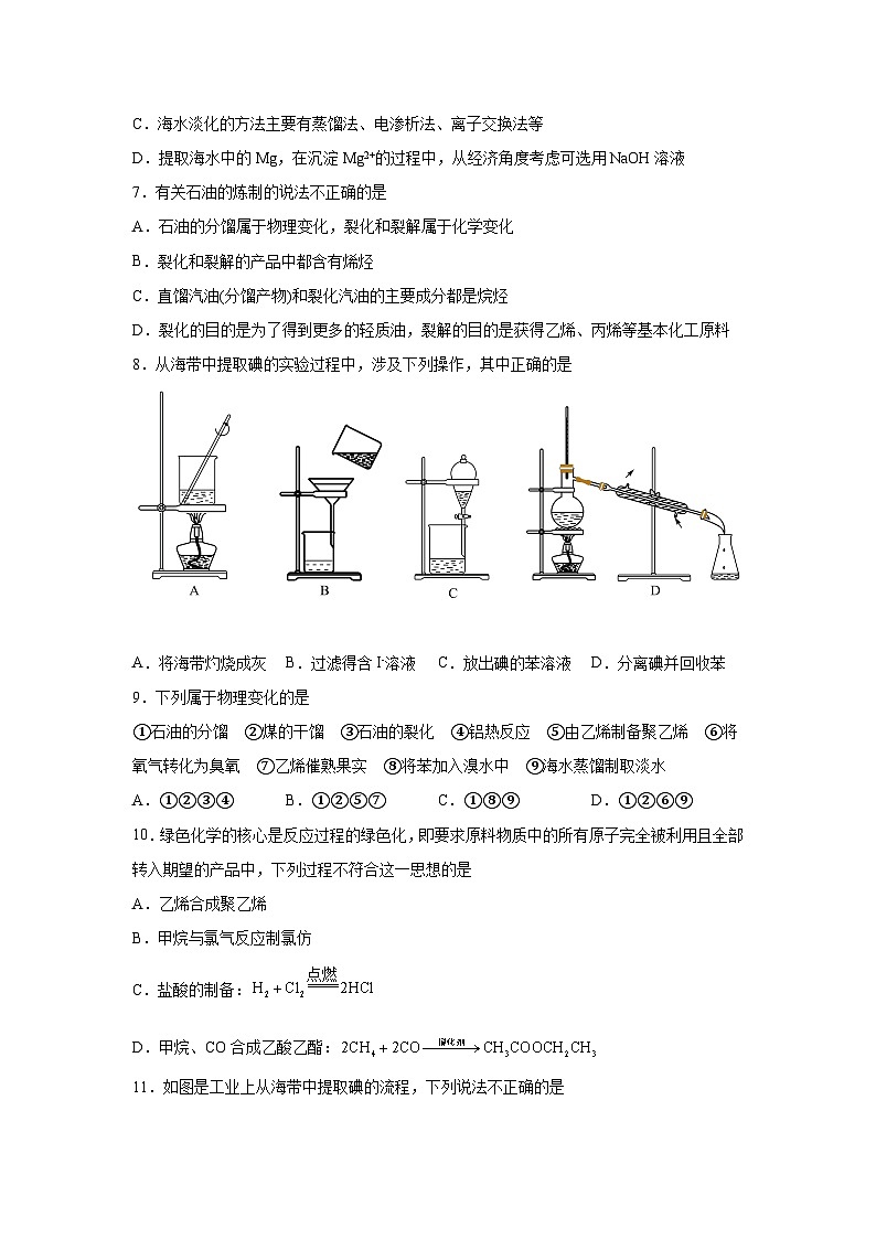 高中化学必修二试题单元分层过关检测(人教2019)第八章化学与可持续发展【单元测试B卷】含解析答案第2页