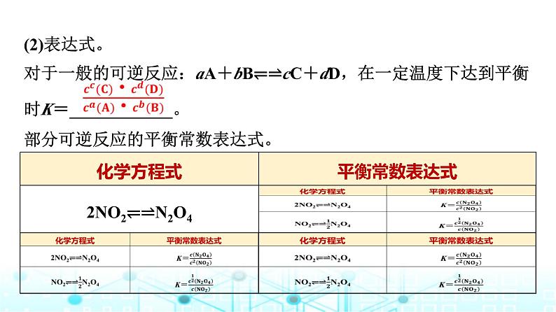 苏教版高中化学选择性必修1化学反应原理专题二第二单元基础课时一3化学平衡常数课件第4页