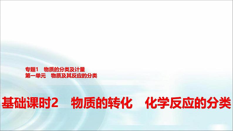 苏教版高中化学必修第一册专题一第一单元基础课时二物质的转化化学反应的分类课件01