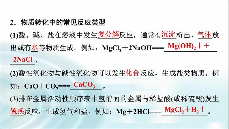 苏教版高中化学必修第一册专题一第一单元基础课时二物质的转化化学反应的分类课件04