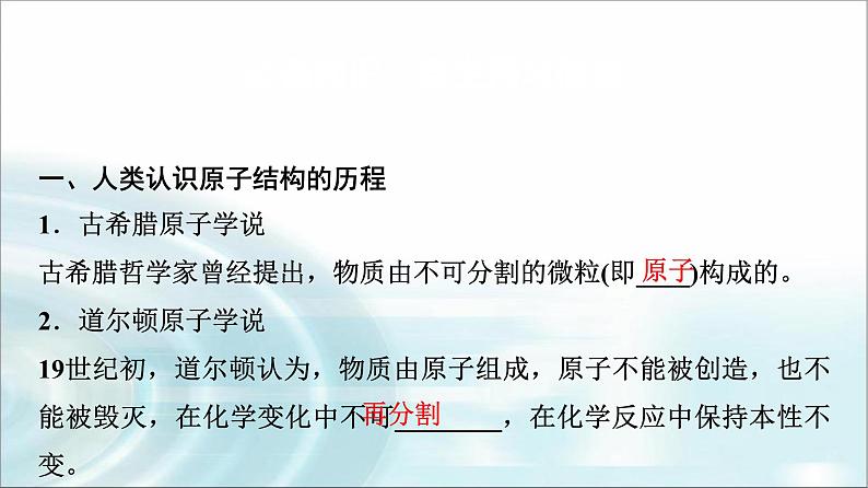 苏教版高中化学必修第一册专题二第三单元基础课时九人类认识原子结构的历程原子核的构成课件第3页