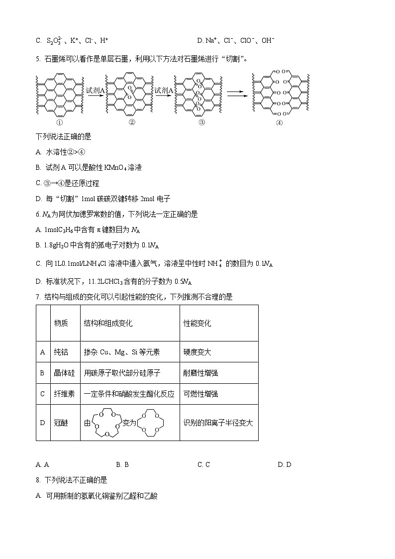 浙江省杭州市2023-2024学年高二下学期6月期末考试化学试题（Word版附解析）02