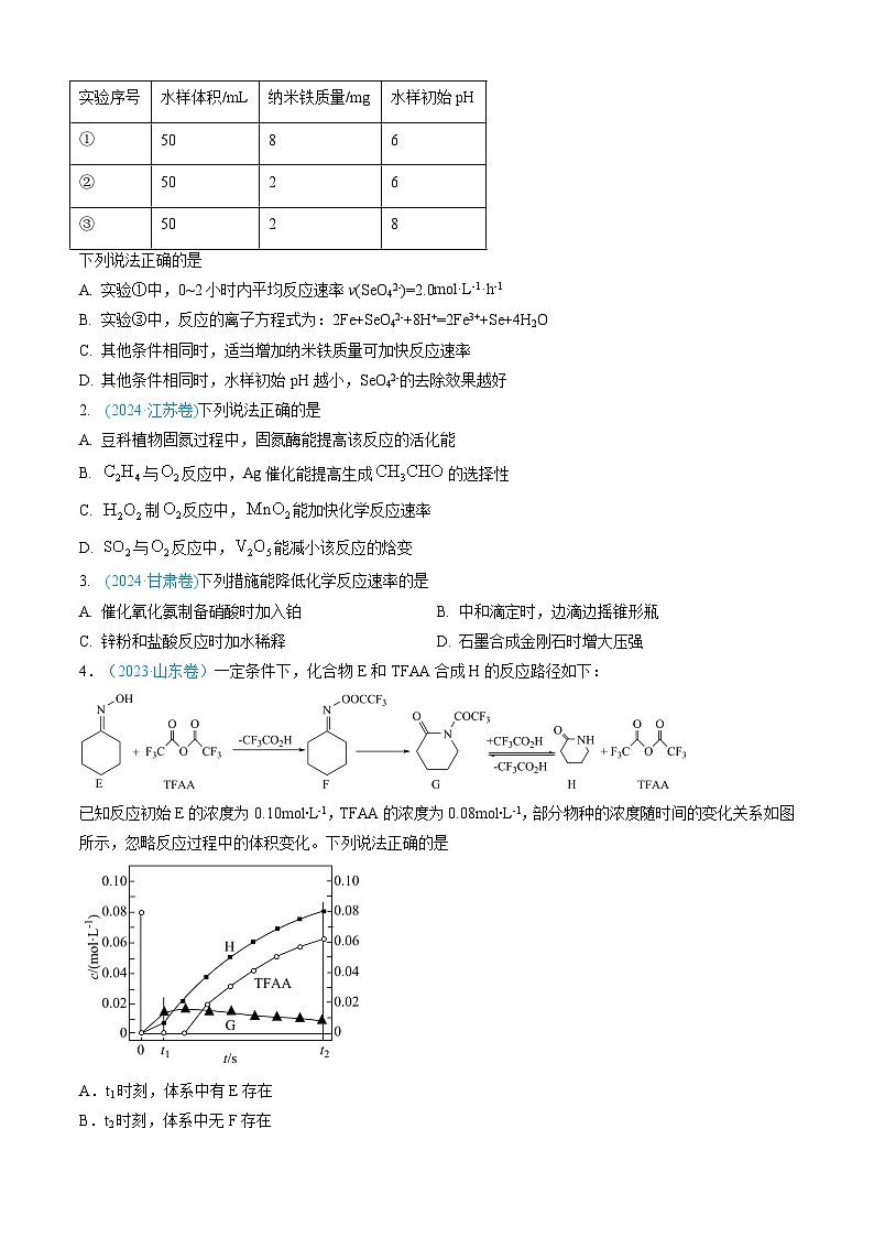 三年（2022-2024）高考化学真题分类汇编（全国通用）专题08 化学反应速率与化学平衡（原卷版）02