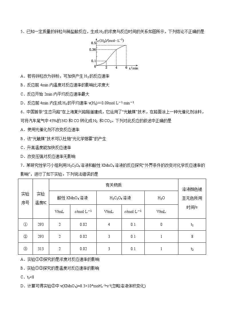人教版 (新课标)选修4 化学反应原理 2.2  影响化学反应速率的因素（第2课时  温度、催化剂对化学反应速率的影响） 课后练习02