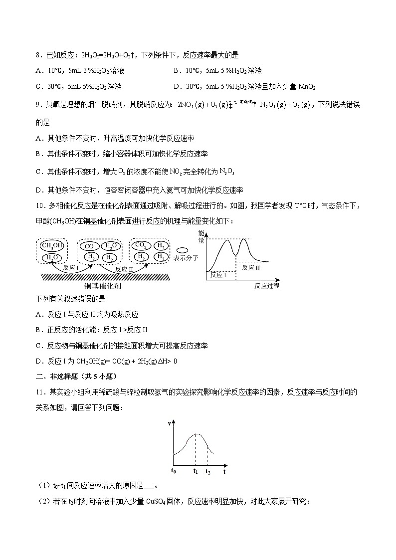 人教版 (新课标)选修4 化学反应原理 2.2  影响化学反应速率的因素（第2课时  温度、催化剂对化学反应速率的影响） 课后练习03