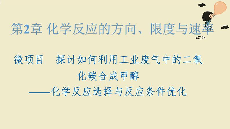 鲁科版选择性必修一  微项目 探讨如何利用工业废气中的二氧化碳合成甲醇  课件01