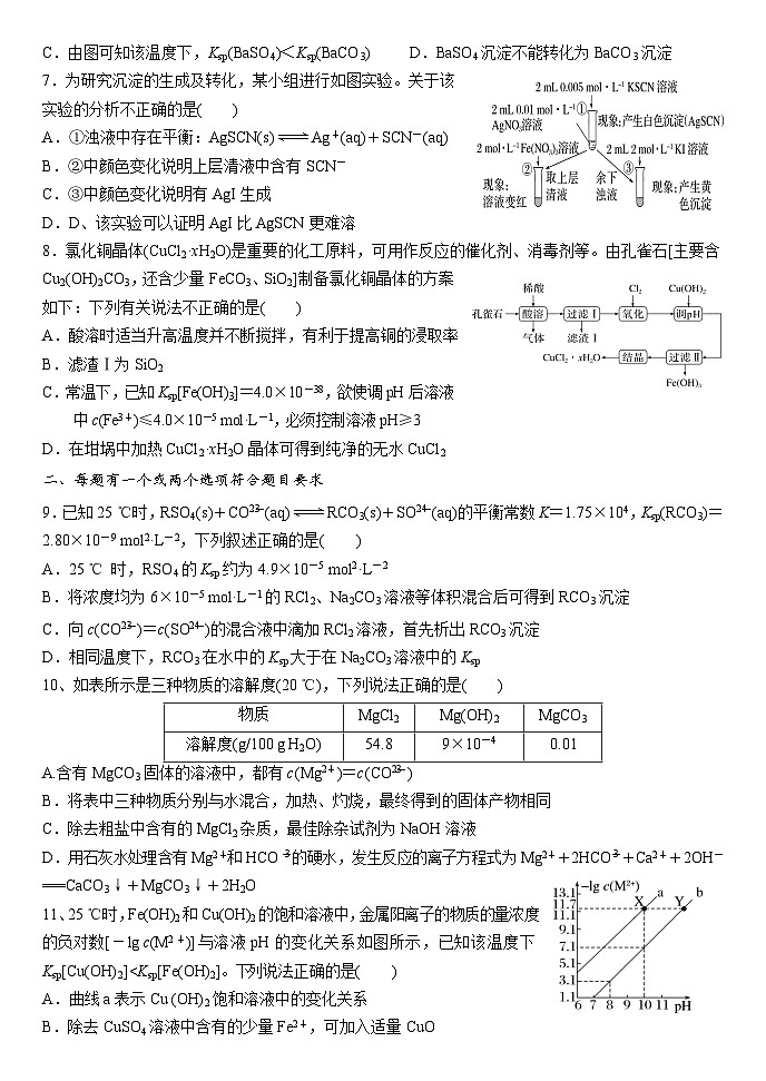 26 鲁科版（2019）选择性必修一化学反应原理3.3沉淀溶解平衡巩固练习(1)第2页