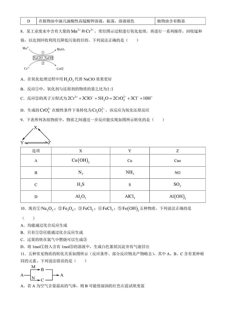 2025届湘楚名校高三上学期8月联考化学试题+答案03