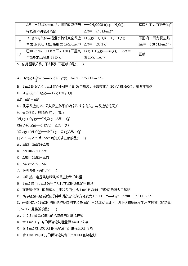 沪科版2020高二化学选择性必修第一册 1.2反应热的测量和计算 分层练习02
