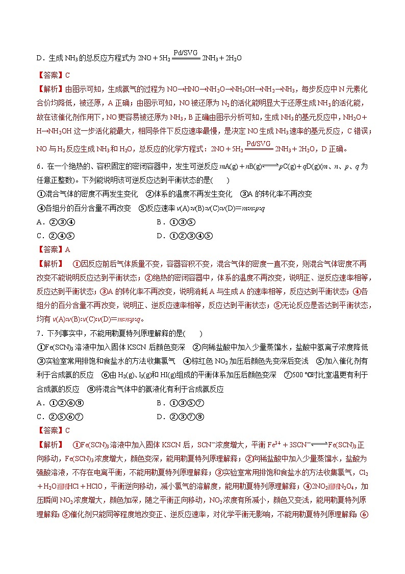 沪科版2020高二化学选择性必修第一册 第二章化学反应的方向、限度和速率（单元测试）03