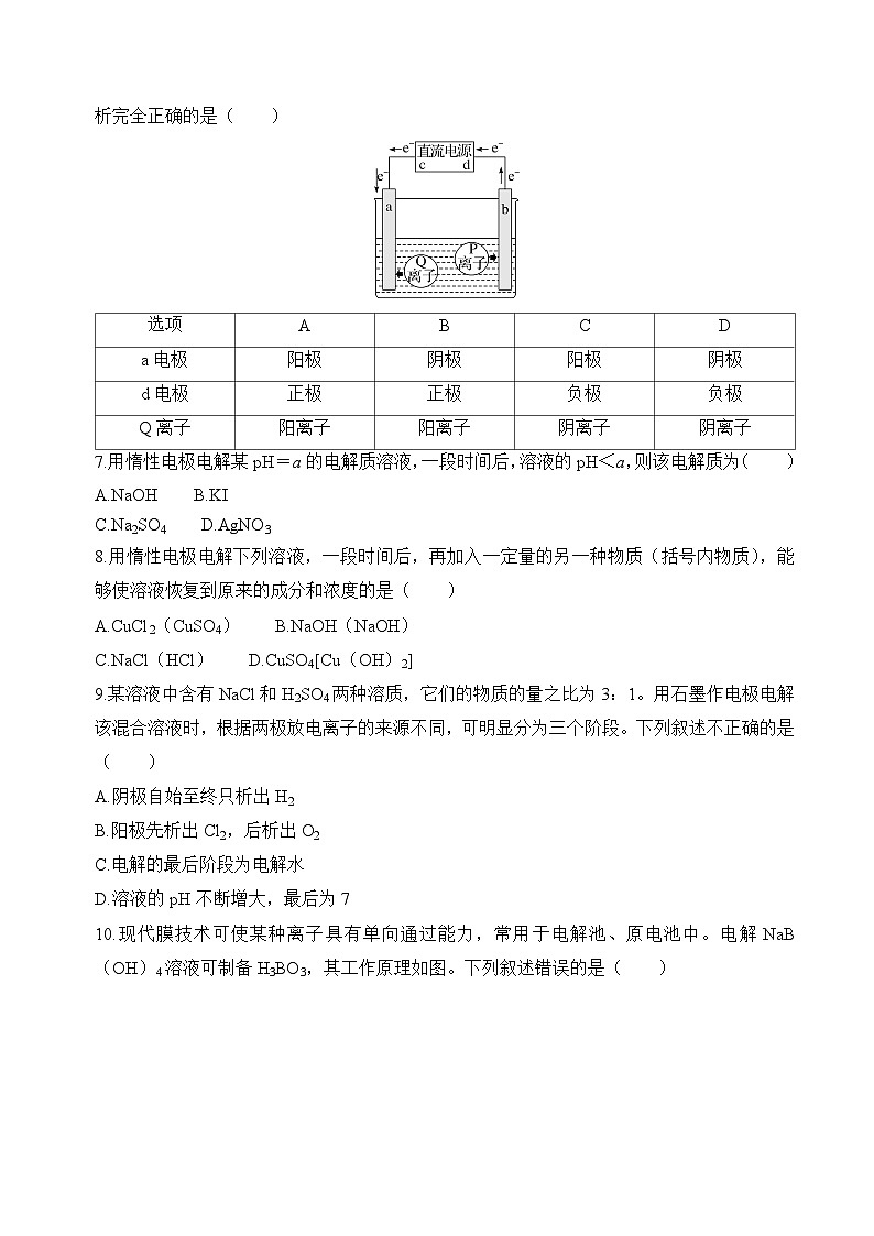 沪科版2020高二化学选择性必修第一册 4.3.1电解池（电解池的工作原理） 分层练习02