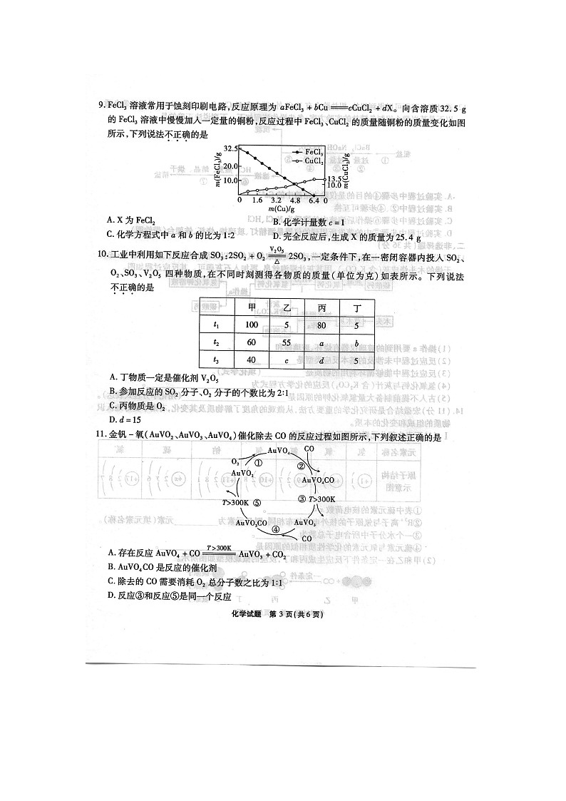 安徽六校教育研究会2024-2025学年高一上学期新生入学素质测试化学试题03