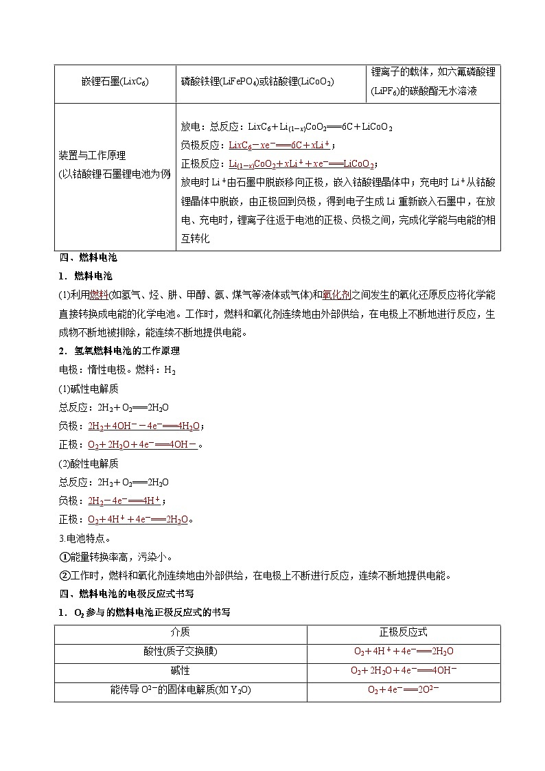 苏教版2019高二化学选择性必修第一册 1.2.2化学电源(知识清单+分层练习)03