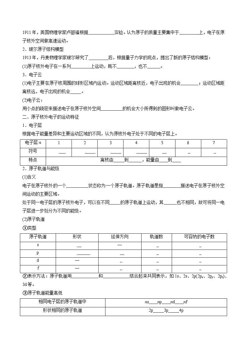 第一二章 揭示物质结构的奥秘 原子结构和元素性质（知识梳理）（原卷版）第2页