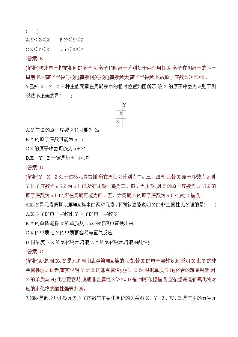 苏教版2019高一化学必修第一册 5.1.2元素周期表及其应用(分层练习)02