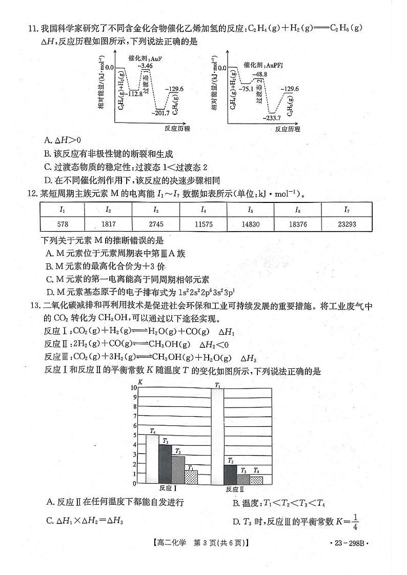 2022-2023学年河南部分学校高二下学期开学考（JTY）化学试题及答案03