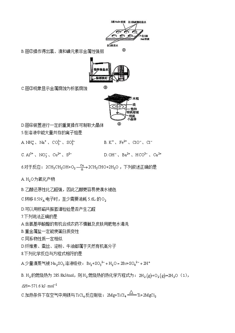 浙江省七彩阳光新高考研究联盟2024-2025学年高三上学期8月开学考试化学试题（Word版附解析）第2页