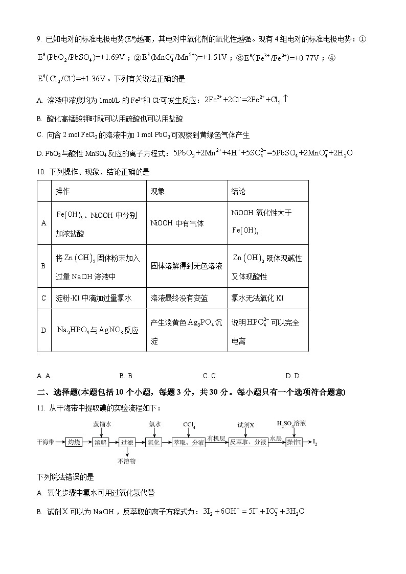 重庆市第一中学2023-2024学年高一下学期第一次月考化学试题（Word版附解析）03