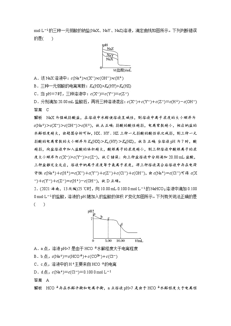 人教版高考化学一轮复习讲义第12章第56讲　溶液中的粒子平衡曲线分类突破（教师版）第2页