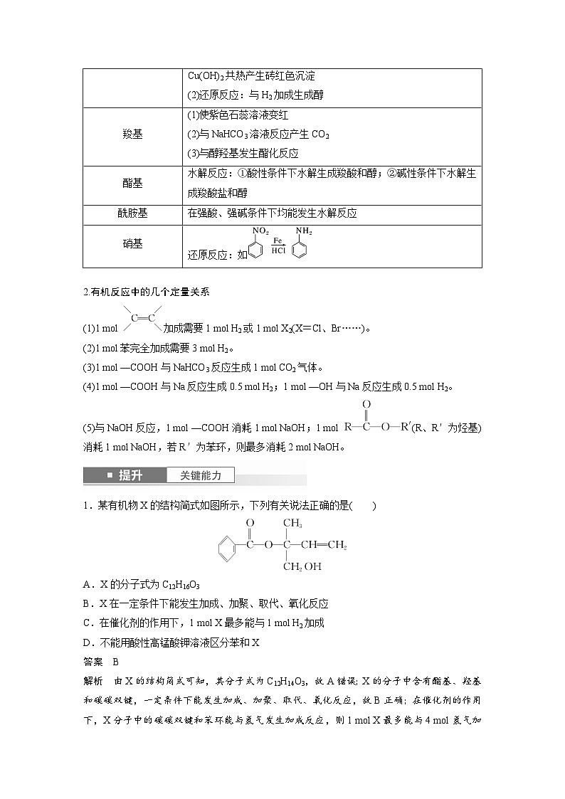 人教版高考化学一轮复习讲义第15章第67讲　官能团与有机物的性质　有机反应类型（教师版）第2页