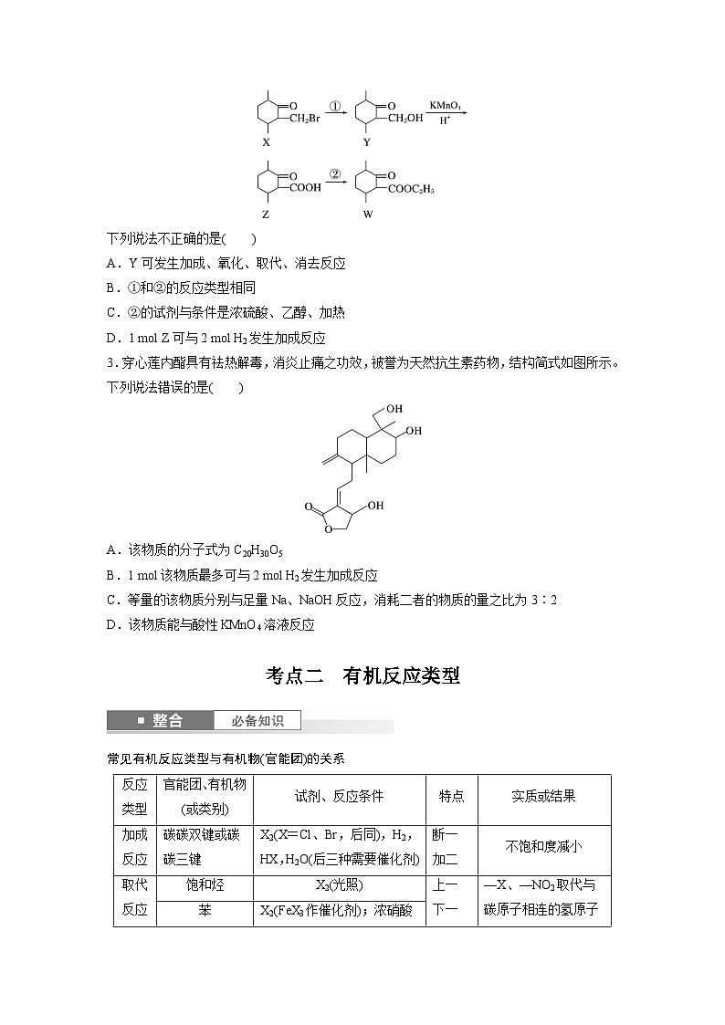 人教版高考化学一轮复习讲义第15章第67讲　官能团与有机物的性质　有机反应类型（原卷版）第3页