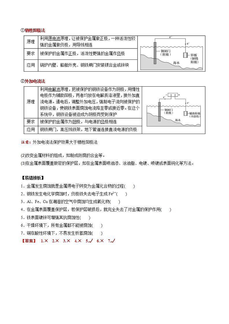 高考化学一轮复习基础知识讲义专题一考点四 金属腐蚀及防护（解析版）第2页