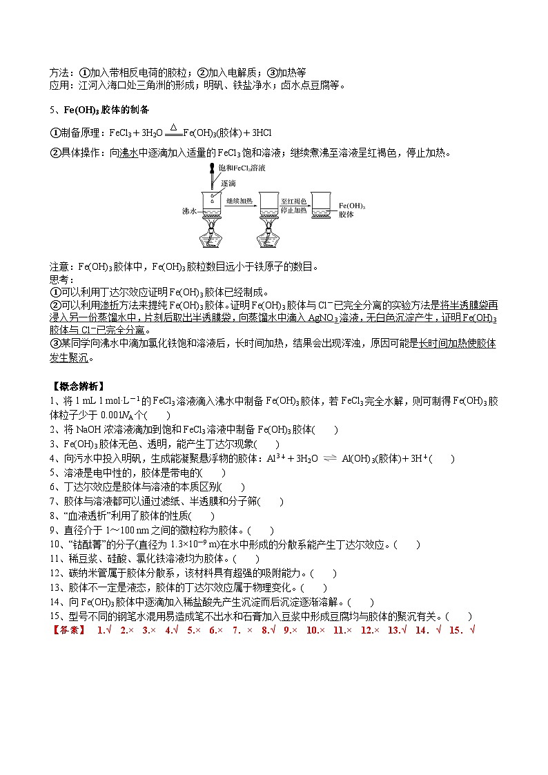 高考化学一轮复习基础知识讲义专题三考点二 分散系（解析版）第2页