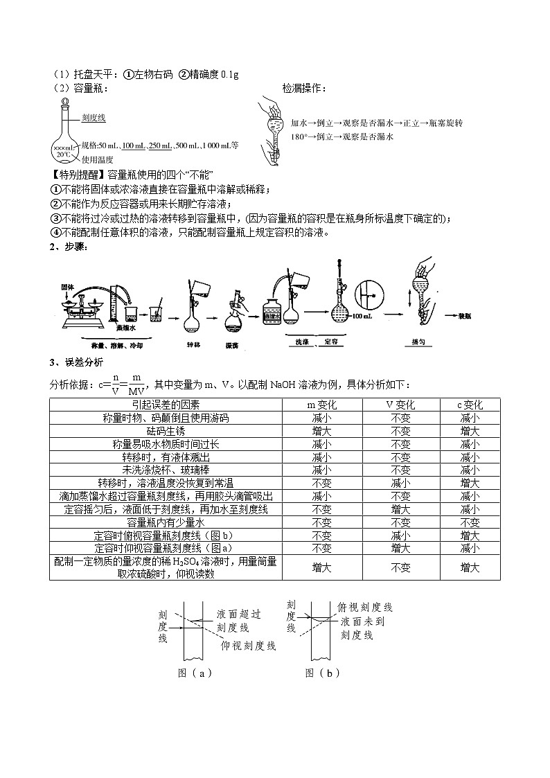 高考化学一轮复习基础知识讲义专题三考点二 物质的量在化学实验中的应用（解析版）第2页