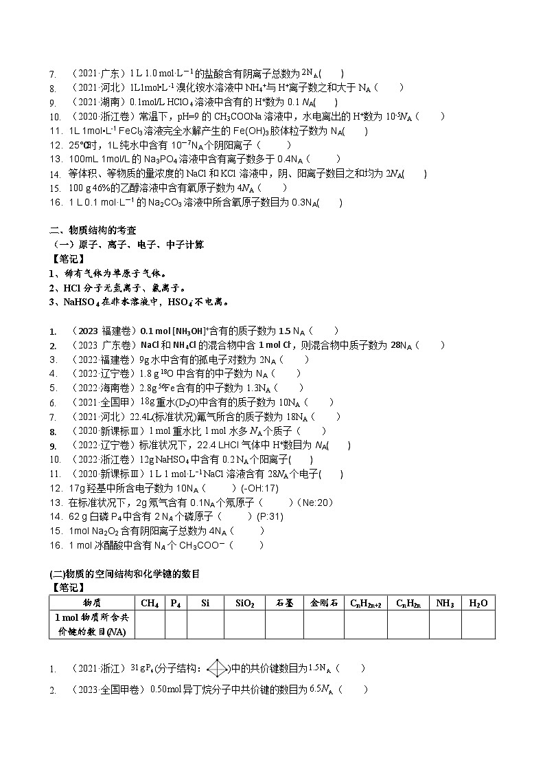 高考化学一轮复习基础知识讲义专题三考点三 阿伏伽德罗常数的陷阱（学生版）第2页