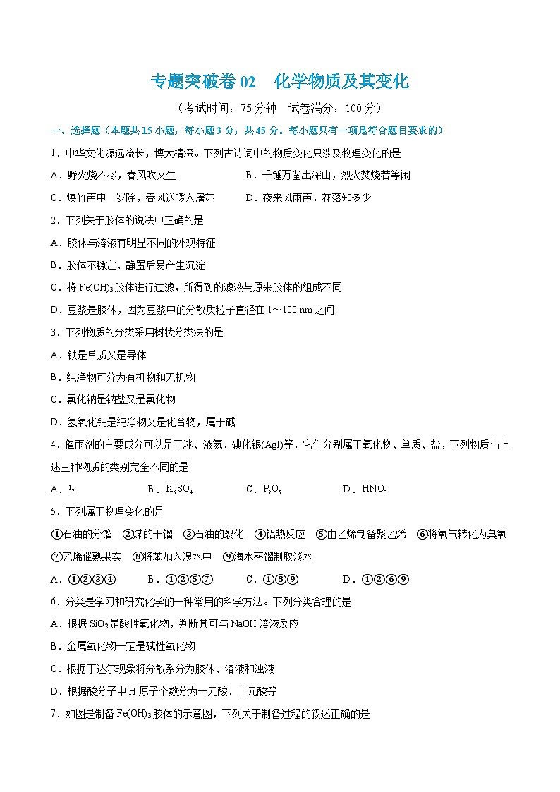 新高考化学一轮复习专题突破卷02 化学物质及其变化（2份打包，原卷版+解析版）01
